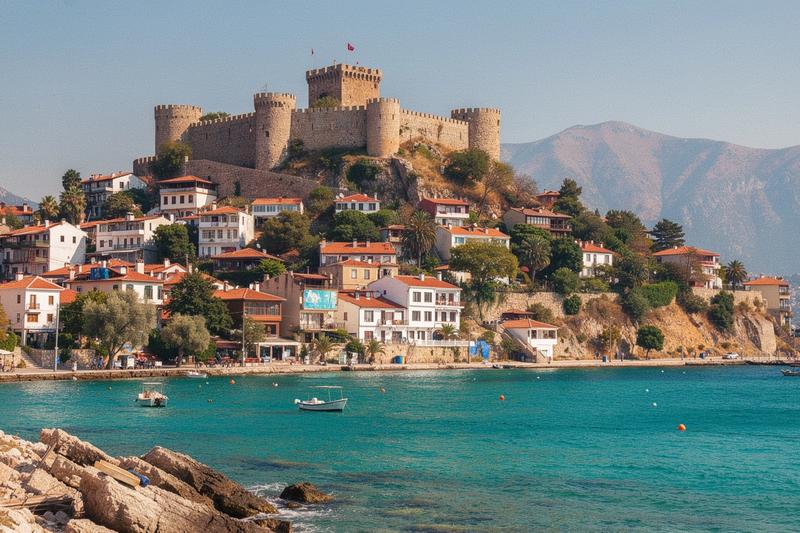 Alanya castle hill above turquoise bay