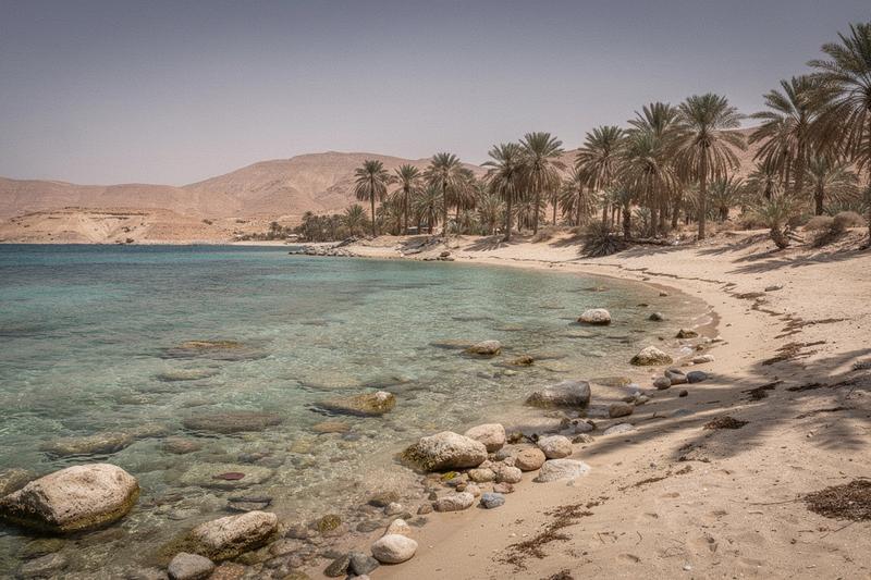 Sharm el-Sheikh lagoon with palm trees